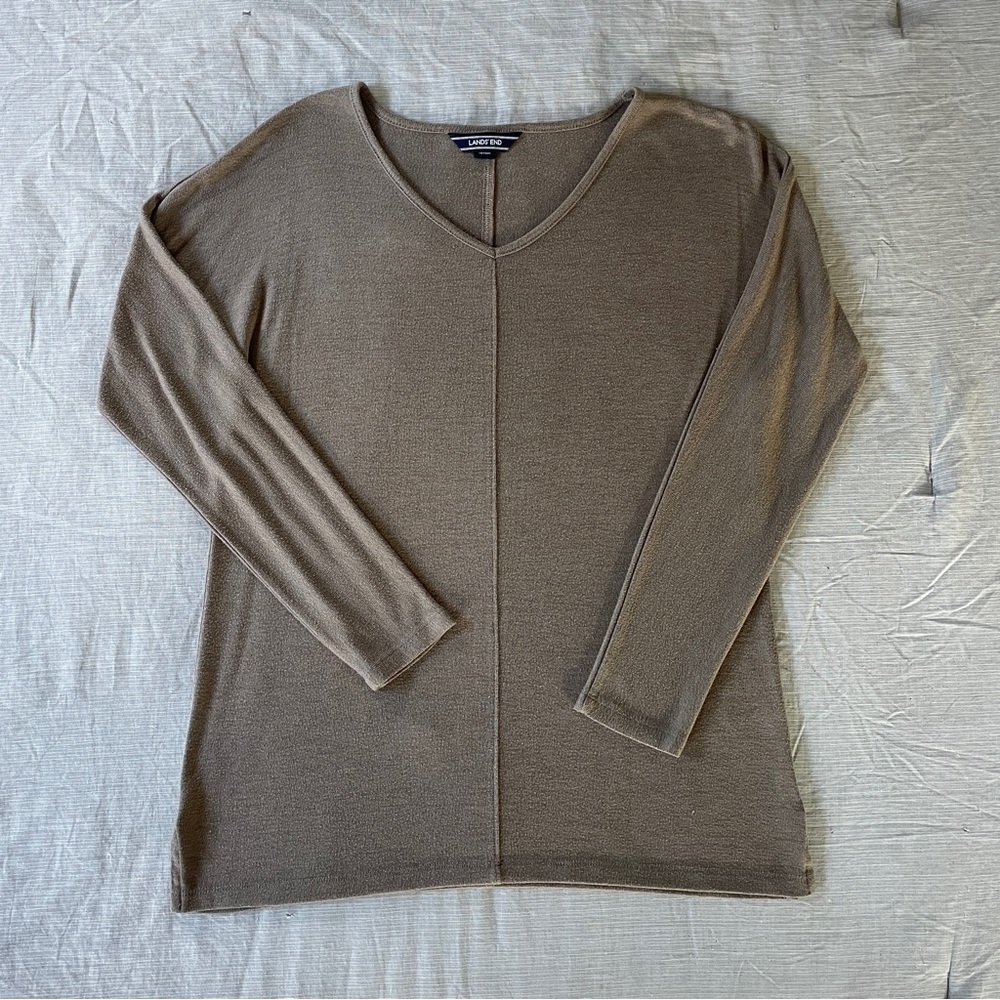 Tan V-Neck Longsleeve Top